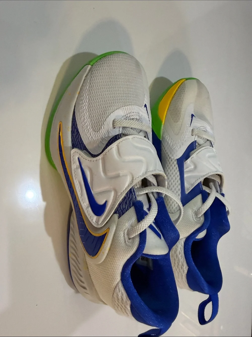 Nike Kids Basketball Shoes | Size 2Y | White / Royal Blue / Green
